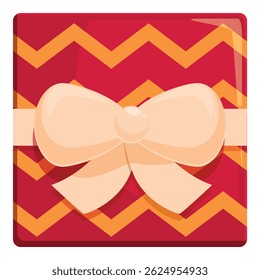 Red gift box with a yellow ribbon is waiting to be given for a special event