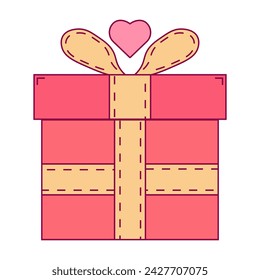 Red gift boxes tied with ribbons heart