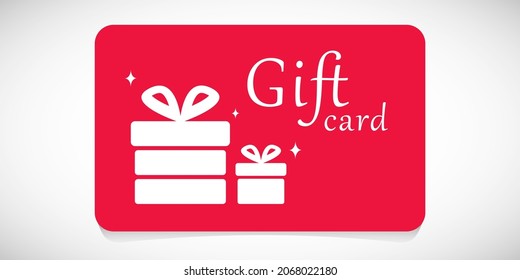 A red gift card featuring two boxes with bows and twinkling stars. Vector illustration.