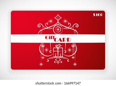 Red Gift Card With Ornament