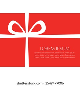 Red Gift card with ribbon and bow icon with text vector and white background