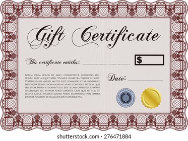 Red gift certificate template