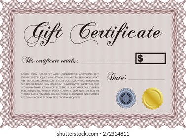 Red Gift Certificate Template Complex Border Stock Vector (Royalty Free ...