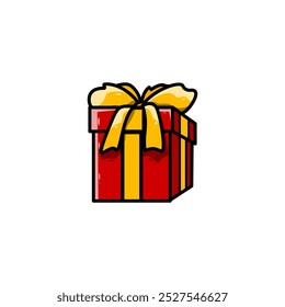 red gift design with yellow ribbon