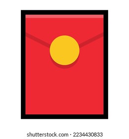 Red gift envelope icon vector isolated on white background