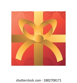 red gift with gold bowtie design, celebration birthday christmas theme Vector illustration