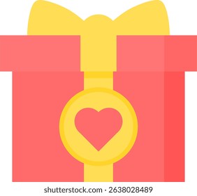 Red gift. Red gift with heart symbol.