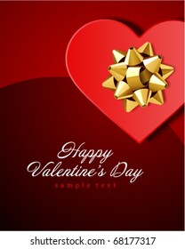 Red gift heart  top view Valentine's day vector background