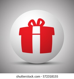 Red Gift  icon on white sphere