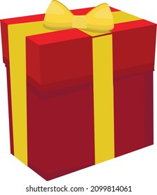 Red gift, illustration, vector on a white background.