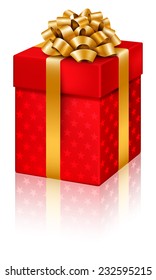 Red gift, isolated on white for Birthday, Christmas, Valentines