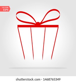 Red Gift. Isolated vector icon, sign, emblem, pictogram. Flat style for design, web, logo or UI. Eps10