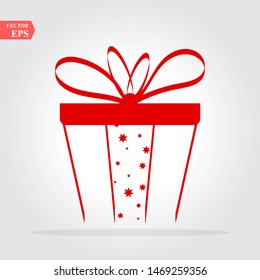 Red Gift. Isolated vector icon, sign, emblem, pictogram. Flat style for design, web logo or UI Eps 10