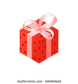 red gift isometry on Valentine's day in vector
