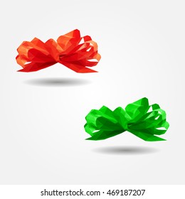 Red gift ribbon bow high resolution flat triangle polygon vector eps10