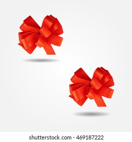 Red gift ribbon bow low and high resolution triangle mesh realistic vector eps10