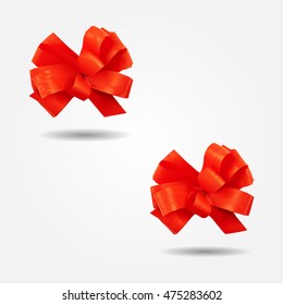 Red gift ribbon bow low and high resolution triangle mesh realistic vector eps10