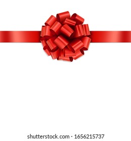 Red Gift Ribbon Bow Vector. Illustration of Red Greeting Gift Wrapping Ribbon and Bow on White Background. Greeting Gift Bow Concept.