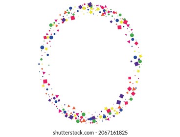 Red Gift Star Background. Birthday Confetti Decoration. Pink Circle Illustration. Color Dot Decoration. Yellow Element Square.
