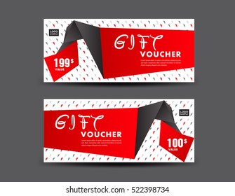 Red Gift Vector  illustration, Discount Voucher template, coupon design, ticket, flyer design