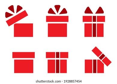 Red gifts on white background. Christmas background. Holiday gift background. Stock image. EPS 10.