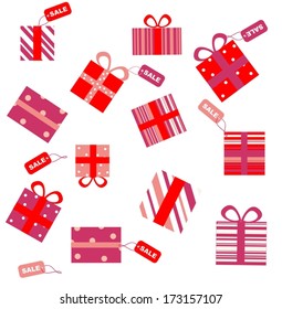 Red gifts with sale tags