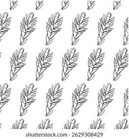 Flor de gengibre vermelho Padrão sem costura Mão desenhado vetor linha arte, Preto e branco Flor isolado em branco. Design bonito para têxteis, papel de parede, papel de embrulho e fundos