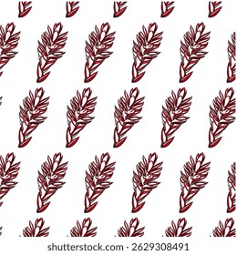 Flor de gengibre vermelha Padrão sem emenda Mão desenhada vetor linha arte, Multi Cor preto e vermelho Flor isolado em branco. Design bonito para têxteis, papel de parede, papel de embrulho e fundos