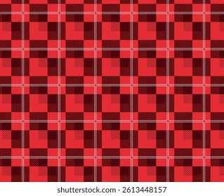 Red Gingham Checkered Pattern. Textile design of textured plaid. Checkered fabric pattern swatch for print, tartan, gift wrap, textiles, checkered background for tablecloth. Stripes crossed