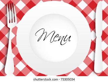 Red Gingham Menu Card Design