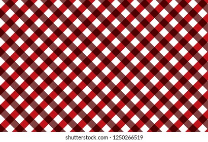 Red Gingham pattern tablecloths. Texture from squares for - plaid, , clothes, shirts, dresses, paper, bedding, blankets, quilts and other textile products. Vector illustration.EPS-10
