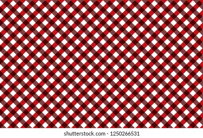Red Gingham pattern tablecloths. Texture from squares for - plaid, , clothes, shirts, dresses, paper, bedding, blankets, quilts and other textile products. Vector illustration.EPS-10