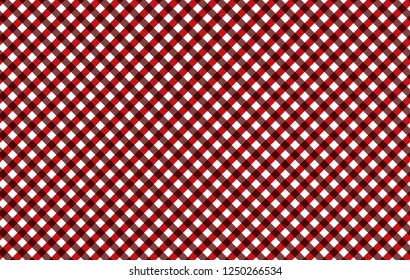 Red Gingham pattern tablecloths. Texture from squares for - plaid, , clothes, shirts, dresses, paper, bedding, blankets, quilts and other textile products. Vector illustration.EPS-10