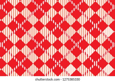 Red Gingham pattern. Texture from rhombus for - plaid, tablecloths,shirts,dresses,paper,bedding,blankets,quilts and other textile products.Vector illustration. - Vector