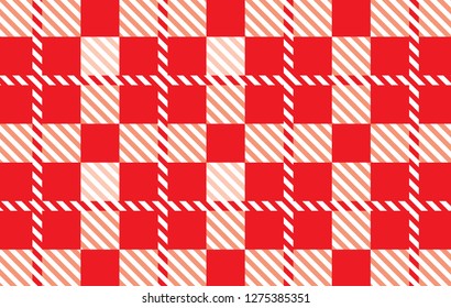 Red Gingham pattern. Texture from rhombus for - plaid, tablecloths,shirts,dresses,paper,bedding,blankets,quilts and other textile products.Vector illustration. - Vector