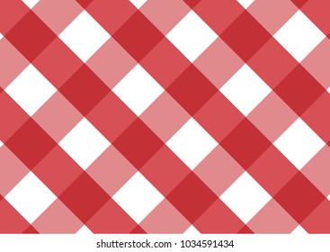 Red Gingham pattern. Texture from rhombus/squares for - plaid, tablecloths, clothes, shirts, dresses, paper, bedding, blankets, quilts and other textile products. Vector illustration.