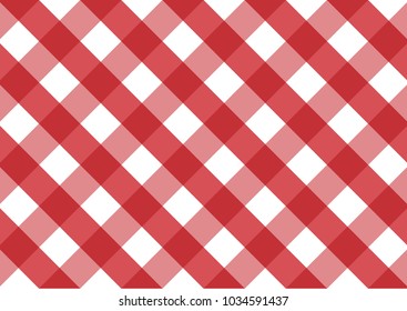 Red Gingham pattern. Texture from rhombus/squares for - plaid, tablecloths, clothes, shirts, dresses, paper, bedding, blankets, quilts and other textile products. Vector illustration.