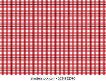 Red Gingham pattern. Texture from rhombus/squares for - plaid, tablecloths, clothes, shirts, dresses, paper, bedding, blankets, quilts and other textile products. Vector illustration.
