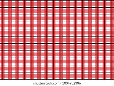 Red Gingham pattern. Texture from rhombus/squares for - plaid, tablecloths, clothes, shirts, dresses, paper, bedding, blankets, quilts and other textile products. Vector illustration.