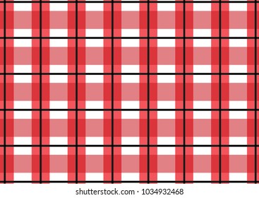 Red Gingham pattern. Texture from rhombus/squares for - plaid, tablecloths, clothes, shirts, dresses, paper, bedding, blankets, quilts and other textile products. Vector illustration.