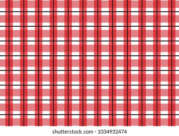 Red Gingham pattern. Texture from rhombus/squares for - plaid, tablecloths, clothes, shirts, dresses, paper, bedding, blankets, quilts and other textile products. Vector illustration.