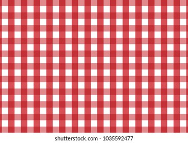 Red Gingham pattern. Texture from rhombus/squares for - plaid, tablecloths, clothes, shirts, dresses, paper, bedding, blankets, quilts and other textile products. Vector illustration.