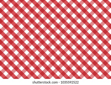 Red Gingham pattern. Texture from rhombus/squares for - plaid, tablecloths, clothes, shirts, dresses, paper, bedding, blankets, quilts and other textile products. Vector illustration.