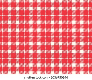 Red Gingham pattern. Texture from rhombus/squares for - plaid, tablecloths, clothes, shirts, dresses, paper, bedding, blankets, quilts and other textile products. Vector illustration.
