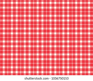 Red Gingham pattern. Texture from rhombus/squares for - plaid, tablecloths, clothes, shirts, dresses, paper, bedding, blankets, quilts and other textile products. Vector illustration.