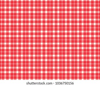 Red Gingham pattern. Texture from rhombus/squares for - plaid, tablecloths, clothes, shirts, dresses, paper, bedding, blankets, quilts and other textile products. Vector illustration.