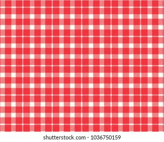 Red Gingham pattern. Texture from rhombus/squares for - plaid, tablecloths, clothes, shirts, dresses, paper, bedding, blankets, quilts and other textile products. Vector illustration.