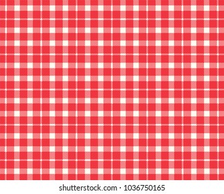 Red Gingham pattern. Texture from rhombus/squares for - plaid, tablecloths, clothes, shirts, dresses, paper, bedding, blankets, quilts and other textile products. Vector illustration.