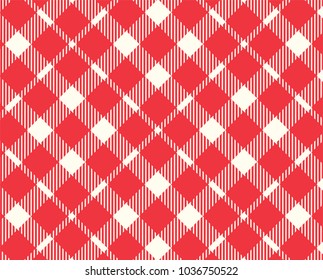 Red Gingham pattern. Texture from rhombus/squares for - plaid, tablecloths, clothes, shirts, dresses, paper, bedding, blankets, quilts and other textile products. Vector illustration.