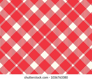 Red Gingham pattern. Texture from rhombus/squares for - plaid, tablecloths, clothes, shirts, dresses, paper, bedding, blankets, quilts and other textile products. Vector illustration.
